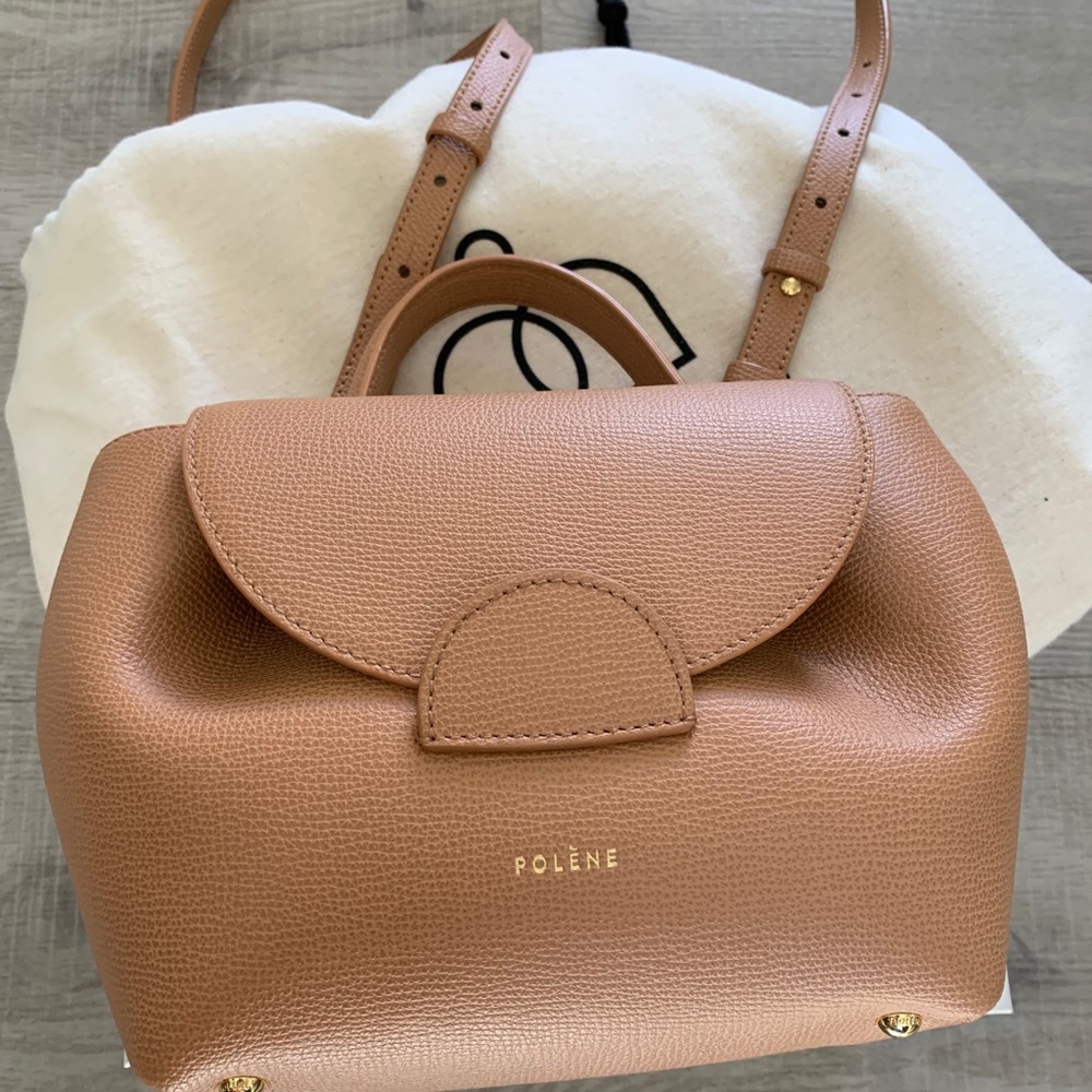 Polene numero uno nano tan textured leather